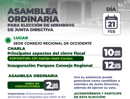 Asamblea Ordinaria Elección Junta Directiva Sede Regional Occidente